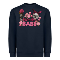 Navy Valentine Babe Valentine's Day Skull Heavyweight Sweatshirt - FaDigitalArtStudio