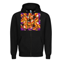Black Candy Pattern Zipper Hoodie - CowhideDigitalArt