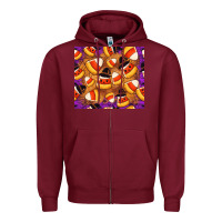 Burgundy Candy Pattern Zipper Hoodie - CowhideDigitalArt