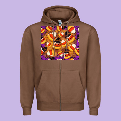 Candy Pattern Zipper Hoodie Designed By Cowhidedigitalart
