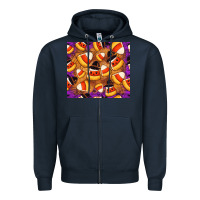 Navy Candy Pattern Zipper Hoodie - CowhideDigitalArt