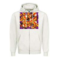 Oatmeal Heather Candy Pattern Zipper Hoodie - CowhideDigitalArt