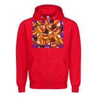 Red Candy Pattern Zipper Hoodie - CowhideDigitalArt