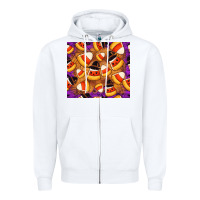White Candy Pattern Zipper Hoodie - CowhideDigitalArt