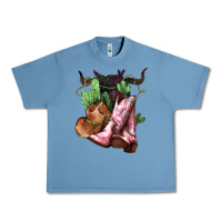 Pebble Blue Cowgirl boots hat horns cactus Urban Heavy Tee - HowdyJamesFarm