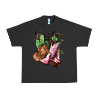Pigment Black Cowgirl boots hat horns cactus Urban Heavy Tee - HowdyJamesFarm