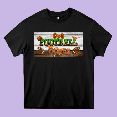Football Therapy License Plate Heavy Core Tee Designed By Bundleandbundleshop