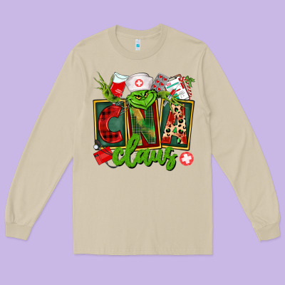 Cna  Certified Nursing Assistant Claus Long Sleeve Tee Designed By Cowgirlartshop