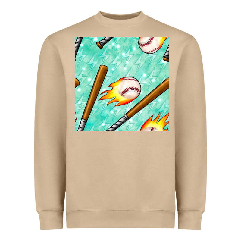 Baseball Bat With Thunders Seamless Pattern Heavyweight Sweatshirt by BundleAndBundleShop | Teevron