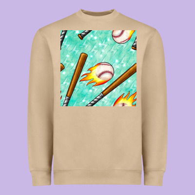 Baseball Bat With Thunders Seamless Pattern Heavyweight Sweatshirt Designed By Bundleandbundleshop