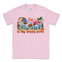 Bubblegum Pink the beach is my happy place Classic Tee - NancyCooperArtShop
