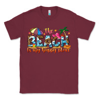Burgundy the beach is my happy place Classic Tee - NancyCooperArtShop