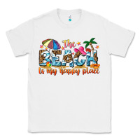 White the beach is my happy place Classic Tee - NancyCooperArtShop