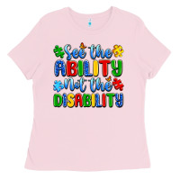 Bubblegum Pink see the ability not the disability Ladies Tee - Artiststas