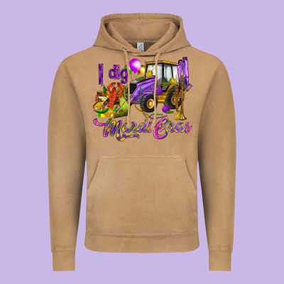 I Dig Mardi Gras Vintage Hoodie Designed By Howdyjamesfarm