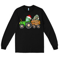 Black christmas tractor Long Sleeve Tee - CowGirlArtShop