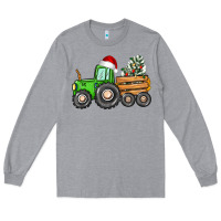 Heather Grey christmas tractor Long Sleeve Tee - CowGirlArtShop