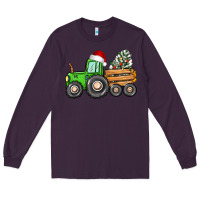 Plum christmas tractor Long Sleeve Tee - CowGirlArtShop