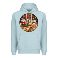 Blue Mist Hot Cocoa With Cat Premium Hoodie - FaDigitalArtStudio