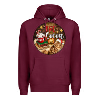 Burgundy Hot Cocoa With Cat Premium Hoodie - FaDigitalArtStudio