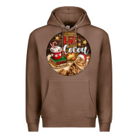 Chestnut Hot Cocoa With Cat Premium Hoodie - FaDigitalArtStudio