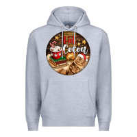 Heather Grey Hot Cocoa With Cat Premium Hoodie - FaDigitalArtStudio