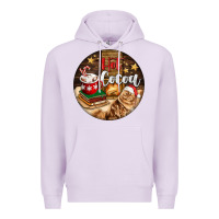 Lilac Hot Cocoa With Cat Premium Hoodie - FaDigitalArtStudio