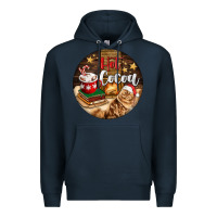Navy Hot Cocoa With Cat Premium Hoodie - FaDigitalArtStudio