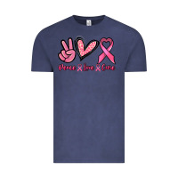 Vintage Denim Peace love cure Cancer Awareness Vintage Tee - HowdyJamesFarm