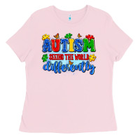 Bubblegum Pink autism seeing the world differently Ladies Tee - Artiststas
