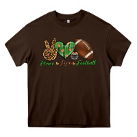 Chocolate Brown peace love football Heavy Core Tee - BundleAndBundleShop