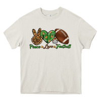 Cream peace love football Heavy Core Tee - BundleAndBundleShop