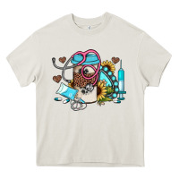 Cream western sunflower gemstone nurse Heavy Core Tee - JahusDesignShop