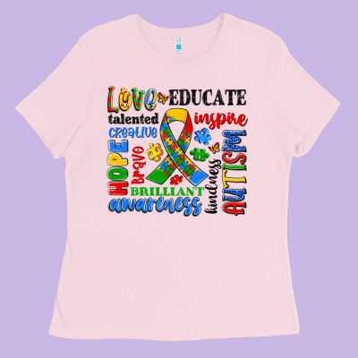 Autism Awareness Typography Ladies Tee Designed By Artiststas