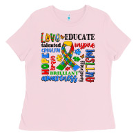Bubblegum Pink autism awareness typography Ladies Tee - Artiststas