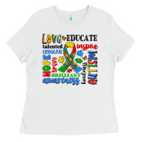White autism awareness typography Ladies Tee - Artiststas