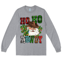 Heather Grey ho ho howdy santa Long Sleeve Tee - CowGirlArtShop