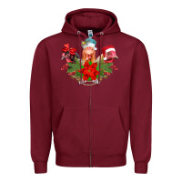 Burgundy Chickens Christmas Zipper Hoodie - CowhideDigitalArt