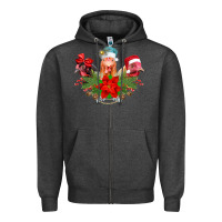 Charcoal Heather Chickens Christmas Zipper Hoodie - CowhideDigitalArt