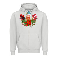Dove Grey Chickens Christmas Zipper Hoodie - CowhideDigitalArt