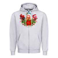 Heather Grey Chickens Christmas Zipper Hoodie - CowhideDigitalArt