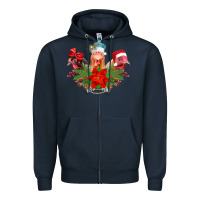 Navy Chickens Christmas Zipper Hoodie - CowhideDigitalArt