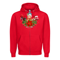 Red Chickens Christmas Zipper Hoodie - CowhideDigitalArt