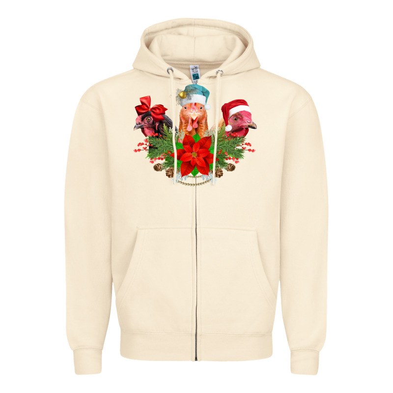 Chickens Christmas Zipper Hoodie by CowhideDigitalArt | Teevron