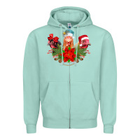 Seafoam Chickens Christmas Zipper Hoodie - CowhideDigitalArt