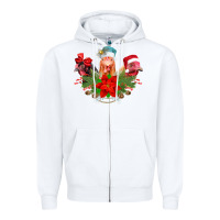 White Chickens Christmas Zipper Hoodie - CowhideDigitalArt