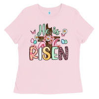 Bubblegum Pink he is risen Ladies Tee - Artiststas