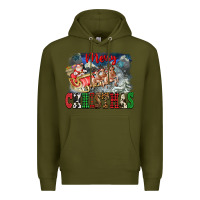 Army Green Merry Christmas Santa Sleigh Premium Hoodie - FaDigitalArtStudio