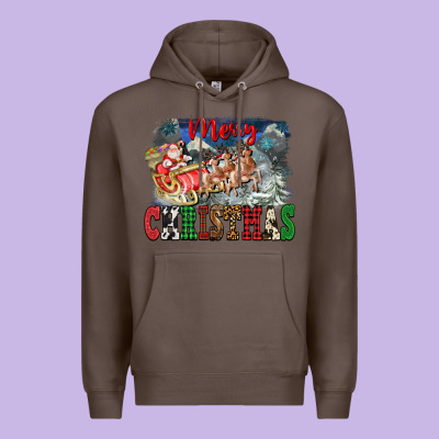Merry Christmas Santa Sleigh Premium Hoodie Designed By Fadigitalartstudio