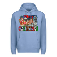 Colony Blue Merry Christmas Santa Sleigh Premium Hoodie - FaDigitalArtStudio